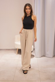 Resim Ekru Tensel Kumaş Pantolon - S 