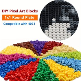 Resim 500 parça Yuvarlak Tabak Yapı Blokları Seti, 1x1 Boyut, 4073 ile Uyumlu, DIY Piksel Sanatı, Çok Renkli Birleşen Tuğlalar, Yaratıcı Sahne Dekorasyonu, Cadılar Bayramı ve Noel için İdeal DIY Oyuncaklar ve Hediyeler, Dayanıklı ABS Malzeme 