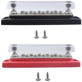 Resim 10 Terminal Bara Güç Dağıtım Terminal Bloğu Toz Kapaklı Sağlam Kırmızı Ve Siyah 