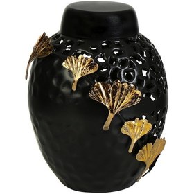 Resim Vitale Relief Siyah Altın Vazo 24 Cm Ak.jb0198 