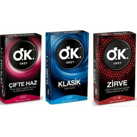 Resim OKEY PREZERVATIF 10 LU ZIRVE+KLASIK+CIFTE HAZ KARMA SET 