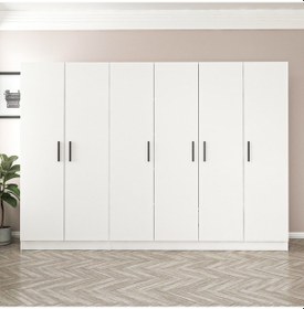 Resim Minar Kale 6 Kapaklı Zincir Dolap - Gardrop - Beyaz 210cm 