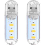 Resim Mena Rise Ledmomo 2 Adet Mini Hareketli Parlak 3 LED Gece Lambası USB Lamba, Polikarbonat (Sıcak Beyaz) 