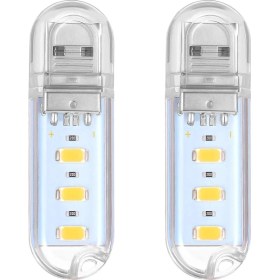 Resim Mena Rise Ledmomo 2 Adet Mini Hareketli Parlak 3 LED Gece Lambası USB Lamba, Polikarbonat (Sıcak Beyaz) 