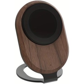 Resim Brightnova Lessmore Ceviz Rengi Ahşap Kablosuz Şarj Cihazı Telefon Tutucu Iphone 16 15 14 13 12 Pro Max Plus Ve Samsung Uyumlu 