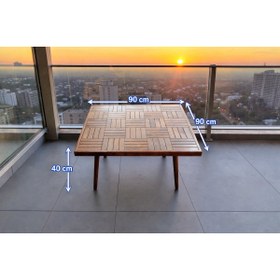 Resim MİRRORSS Orta Sehpa Ceviz Renk Retro Tasarım Kare 90 X 90 cm ofis salon sehpası 