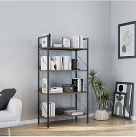 Resim Profile 4 Raflı Kitaplık-retro Ceviz 73x136x35 Cm Ceviz 