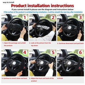 Resim 4-piece İç Halka Olmadan File Kumaş Pu Deri Nefes Araba Direksiyon Kılıfı Pink Pink 