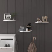 Resim Asra Trend Doğal Modern Organizer Düzenleyici Oval Dekoratif Kitaplık Banyo Mutfak Duvar Rafı Beyaz 