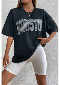 Resim Unisex Houston Baskılı Tasarım Tshirt Siyah 