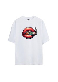 Resim Ogc Dudak Oversize Unisex T-shirt Beyaz 