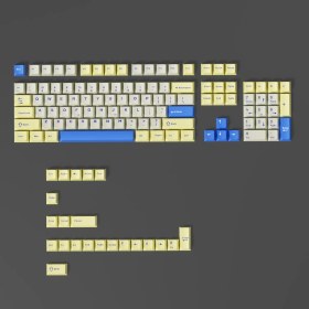 Resim Leaven Mekanik Klavye Pbt Çift Baskı Keycap Seti Beyaz Sarı Mavi 128 Tuşlu Keycap 