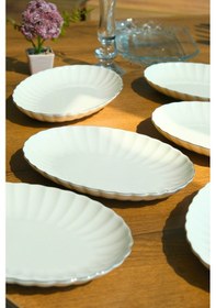Resim Kütahya Porselen Bone Luz Platin File Kayık Tabak 27x19cm Bnlzf28ky220 6 Lı Krem 