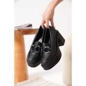 Resim Felice Siyah Gümüş Tokalı Kadın Loafer 