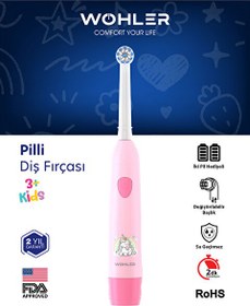 Resim Wohler Değiştirilebilir Başlıklı 3 Yaş FDA Onaylı Pilli Kız Çocuk Diş Fırçası Pembe 