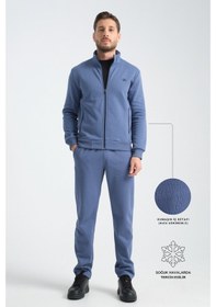 Resim Shooter Sportswear Shooter Erkek Kışlık Eşofman Takımı Thermosoft Teknolojisi Içi Kuzu Görünümlü Regular Kalıp İndigo 