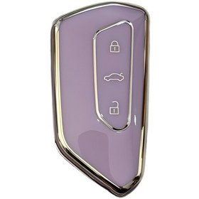 Resim Autohan Keys Nano Anahtar Kılıfı Golf 8, Caddy, Leon Cupra, Formentor İçin Uyumlu, Lila Gümüş Renk 