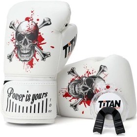 Resim Titan Sport Beyaz Kanlı Kurukafa Desenli Set Fgr Model-5 Boks Eldiveni Çok Renkli 