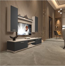 Resim Decoraktiv Eko 7 Mdf Dvd Tv Ünitesi Tv Sehpası - Beyaz - Antrasit 