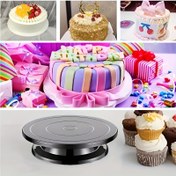 Resim Kaymaz Plastik Pasta Döner Tablası - Doğum Günü Pastaları, Cupcake'ler ve Yaratıcı Tatlılar için Mükemmel, Sağlam Tutma Kolu Tasarımı, Pürüzsüz Dönen Yüzey 