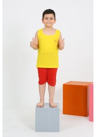 Resim Akbeniz Erkek Çocuk Sıfır Kol Şortlu Sarı Penye Pijama Takımı 20434 
