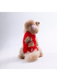 Resim Kırmızı Donut Teddy Tişört Kedi Köpek Tişörtü-kedi Köpek Kıyafeti 