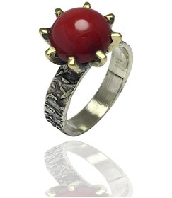 Resim Mercan Taşlı Otantik Bayan Gümüş Yüzük - 523553318 