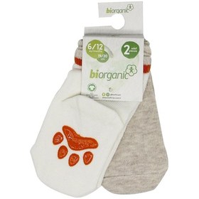Resim Kitikate Bibaby Biorganic Paw 2'Li Kaymaz Çorap 68393 Bej-Ekru 