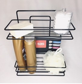 Resim Banyo Aksesuar Seti 4 Lü SİYAH , Ömür Boyu Paslanmaz Düz Banyo Rafı Şampuanlık SİYAH TŞ-02 