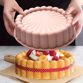 Resim Bu 1 adet/2 adet yapışmaz silikon kek kalıbı ile lezzetli kekler yapın, düğünler, doğum günleri ve daha fazlası için mükemmel! (19.51 cm) 