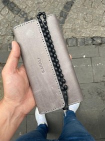 Resim Karalı Hakiki Deri Crazy Telefonluk Unisex Cüzdan Tesbih Hediyeli- Gri Gtc-6 Gri 