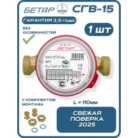 Resim Betar Ev Tipi Su Sayacı Sgv 15 Montaj Kitiyle 223424301 