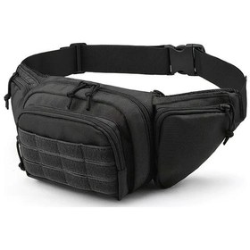 Resim Elmpaly Siyah Renkli Fonksiyonel Tactical Koşu Bel Çantası - Dayanıklı Oxford Kumaş Siyah 