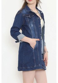 Resim Uzun Kot Ceket Mavitaşlama - 18538.1836. Çok Renkli 