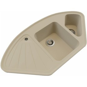 Resim Polex Cristalüx Granit Evye P-CR1 Bej Tezgah Altı Ve Tezgah Üstü Mutfak Evyesi 104.5x57 CM 