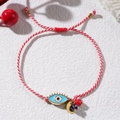 Resim Boho-Şık Ayarlanabilir Bilezik, Mavi Nazar Boncuğu & Sahte Kristal - 7mm Altın Paslanmaz Çelik Oval Cazibe, Günlük Kıyafet & Hediye İçin Mükemmel 