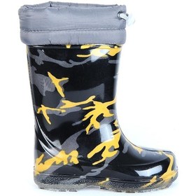 Resim Serabian Pf-580 Syh-Sarı Kürklü Erkek Çocuk Çizme Bot Ayakkabı Siyah 