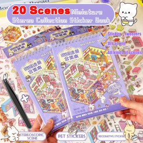 Resim 41/50/50 adet Miniature Landscape Sticker Kitap - 20 farklı sahne, pipetli PET + karton malzeme - DIY el sanatları, model yapımı ve scrapbooking için ideal - El sanatçıları ve miniatur sanatseverleri için mükemmel seçim! 