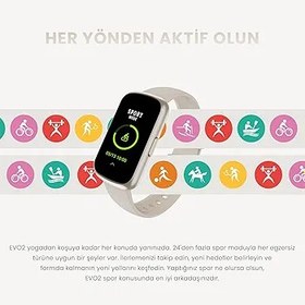 Resim HiFuture EVO2 Bluetooth 5.2 1.47” Ekran 1 ATM Su Geçirmez 24+ Spor Modu Nabız Spor Kan Oksijen Takibi IOS & Android Uyumlu Akıllı Bileklik (Krem) 