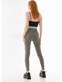 Resim Bonbonetti Chocolate Baby & Kids Kadın Hafif Korseli Şardonlu Fitilli Toparlayıcı Kışlık Tayt Haki 
