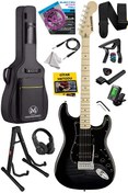 Resim Maxword MAP-45BK-ST Siyah Elektro Gitar Seti HSS Manyetik Maple Klavye Strat Kasa 