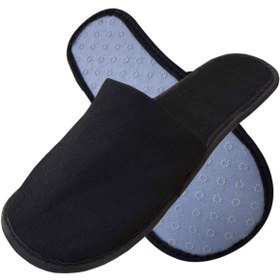 Resim PRİVATE 175 Çift Kaymaz Taban Çift Katlı Havlu Siyah Otel Terliği Tek Kullanımlık Kullan At 