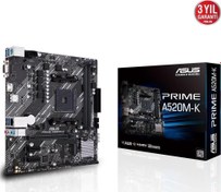 Resim Prime A520M-K AMD AM4 64GB DDR4 4600Mhz M2 Vga-Hdmi mATX Anakart Asus