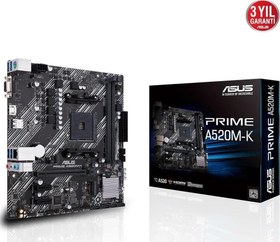 Resim Prime A520M-K AMD AM4 64GB DDR4 4600Mhz M2 Vga-Hdmi mATX Anakart 