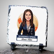 Resim Karikatürlü En Başarılı Kadın Spiker Dekoratif Taş 