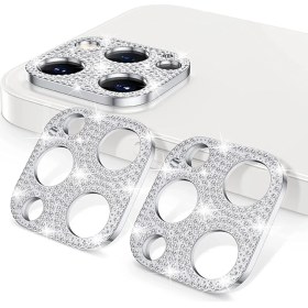 Resim Gritty Apple iPhone 12 Pro Max Uyumlu Açık Gri Diamond Taşlı Kamera Koruma Lensi 