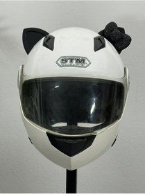 Resim Motor & Motosiklet Siyah Fiyonklu Siyah Kedi Kulak Kask Dış Aksesuarı Diğer 
