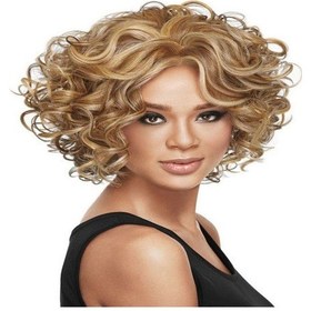 Resim Lebıhmurah Wg2072 Te Kabarık Kısa Kıvırcık Saç Gerçekçi Fiber Peruk Düz Sentetik Saç Sarışın 