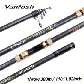 Resim MINGWO Ağır Hizmet Tipi Karbon Fiber Olta Kamışı - 300m Atış Mesafesi, 11811.02in Uzunluk, Hızlı Aksiyon, Teleskopik Tasarım, Alüminyum Alaşımlı Yapı, Tuzlu Su & Tatlı Su İçin İdeal 