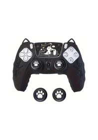 Resim Gateesat Siyah Ps5 Kumanda Kılıfı Seti Kaymaz Terleme Önleyici Kedi Desenli 